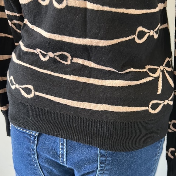 Anthropologie HWR Bow Ribbon Ruled intarsia stripe Sweater Pullover Sz S - Picture 9 of 15